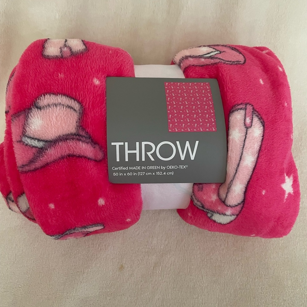 Pink Cowboy Hat Throw Blanket